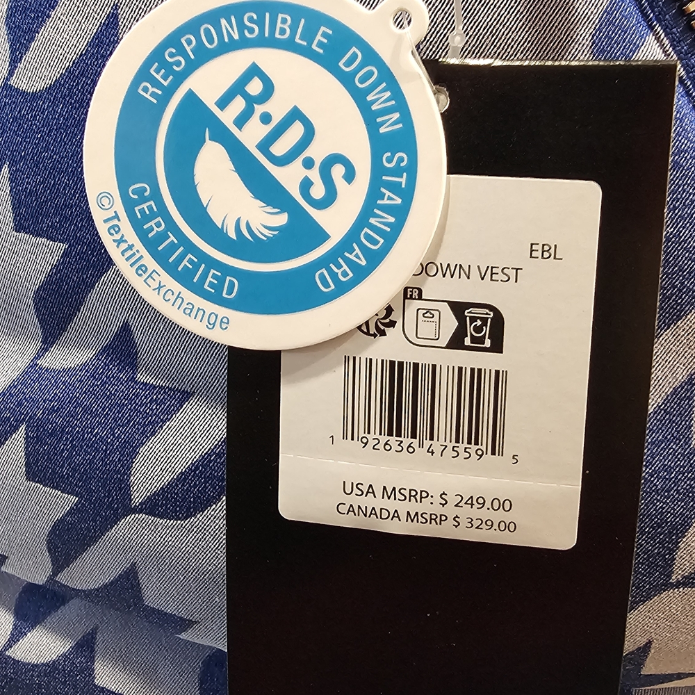 Spyder NWT Down Blue and White Houndstooth Puffer Vest - Picture 5 of 7
